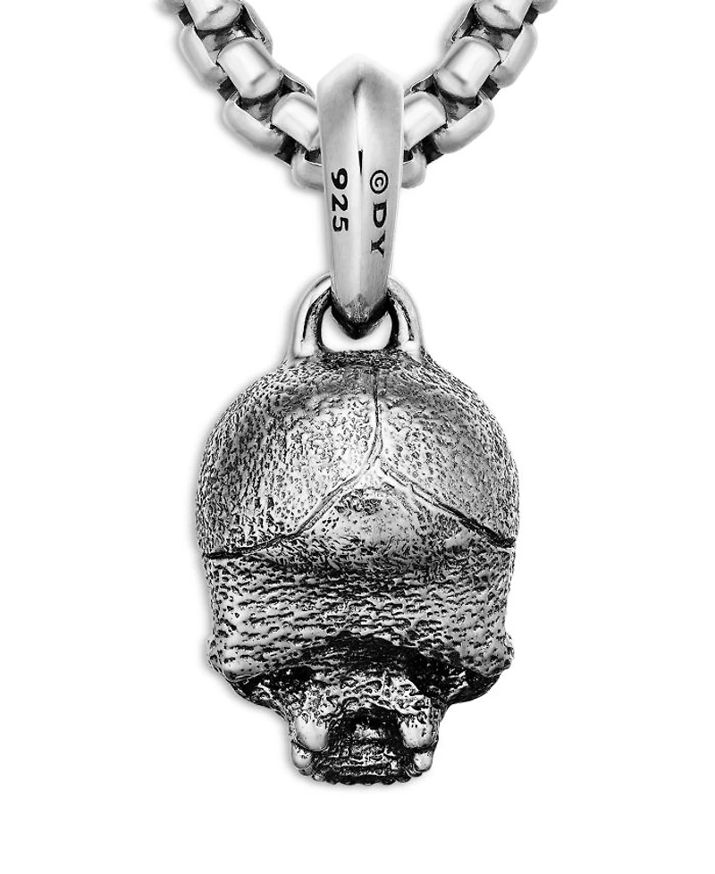 Men's Memento Mori Skull Amulet in Sterling Silver, 16mm