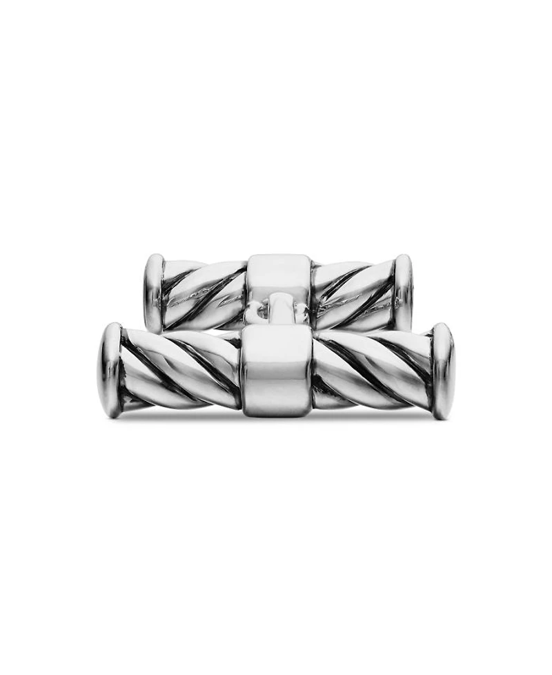 Cable Elongated Cufflinks in Sterling Silver, 22mm