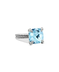 Sterling Silver Châtelaine Ring with Gemstones & Diamonds, 11mm