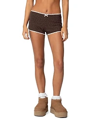 Edikted Juliana Polka Dot Ribbed Shorts