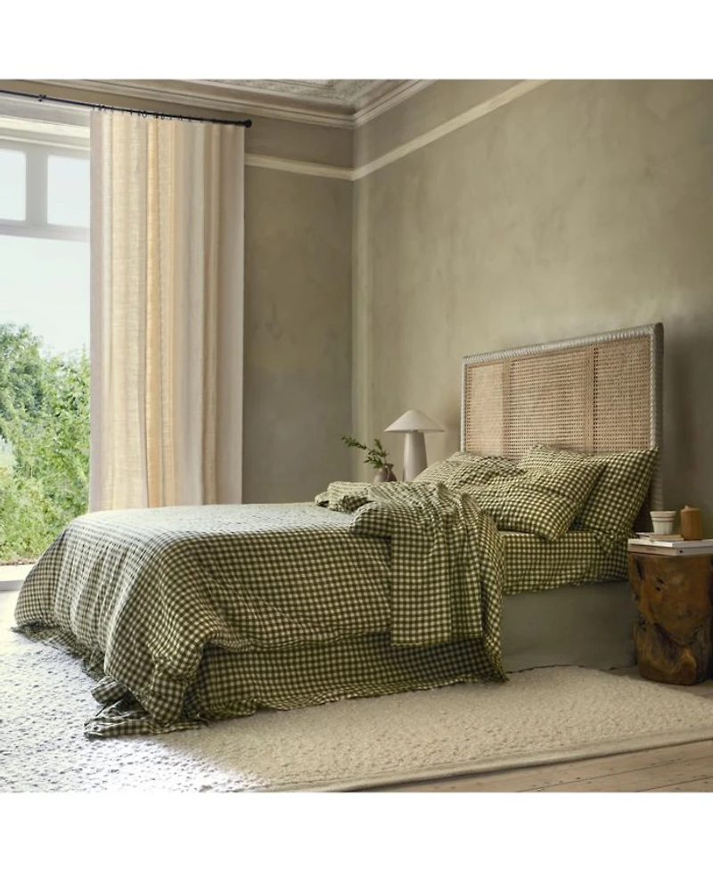 Gingham Linen Blend Fitted Sheet