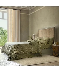 Gingham Linen Blend Fitted Sheet