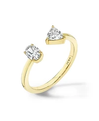 Mixed Lab-Grown Diamond Cuff Ring in 14K Yellow Gold, .50ctw Oval & Trillion Lab Grown Diamonds