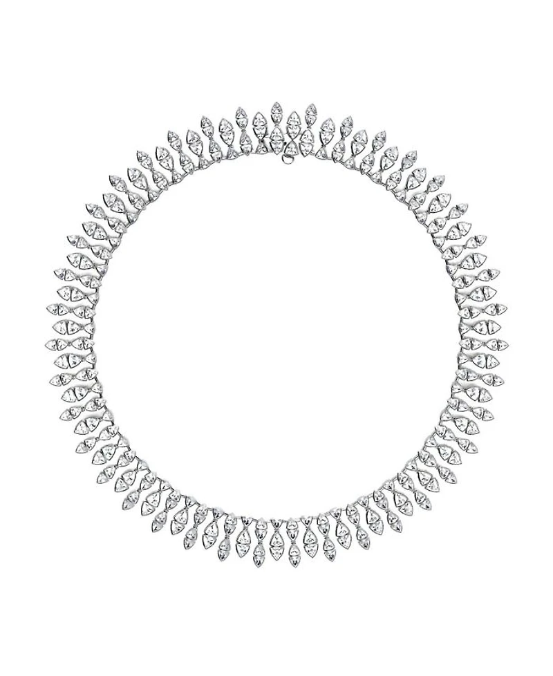 Trillion Cascade Necklace in 14K White Gold, 33ctw Trillion Lab Grown Diamonds