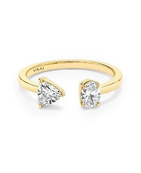 Mixed Lab-Grown Diamond Cuff Ring in 14K Yellow Gold, .50ctw Oval & Trillion Lab Grown Diamonds