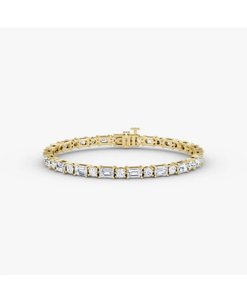 Mixed Shape Bracelet, Emerald & Round Brilliant Lab Grown Diamonds