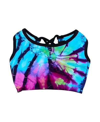 Tie Dye Contrast Strappy Back Sports Bra - (7-14 Big Kid