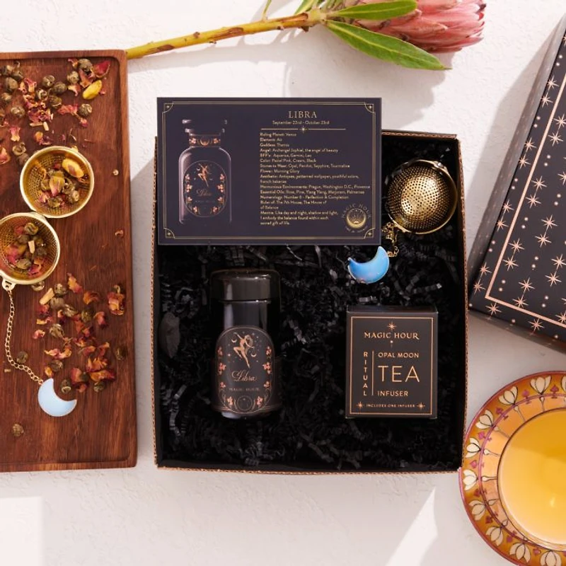 Astrology Minded Mini Gift Set with Opal Moon Strainer, Libra