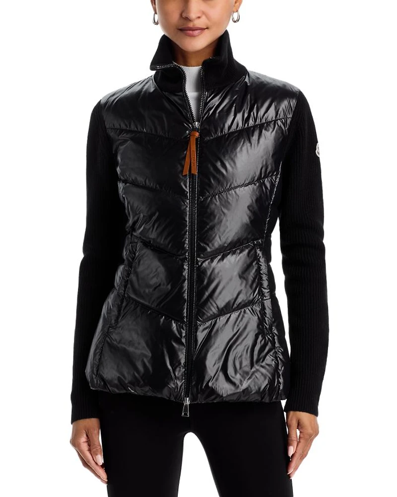 Padded Wool Puffer Cardigan