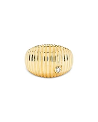 Yvonne Leon 9K Yellow Gold Diamond Ribbed Ring, 0.04 tcw