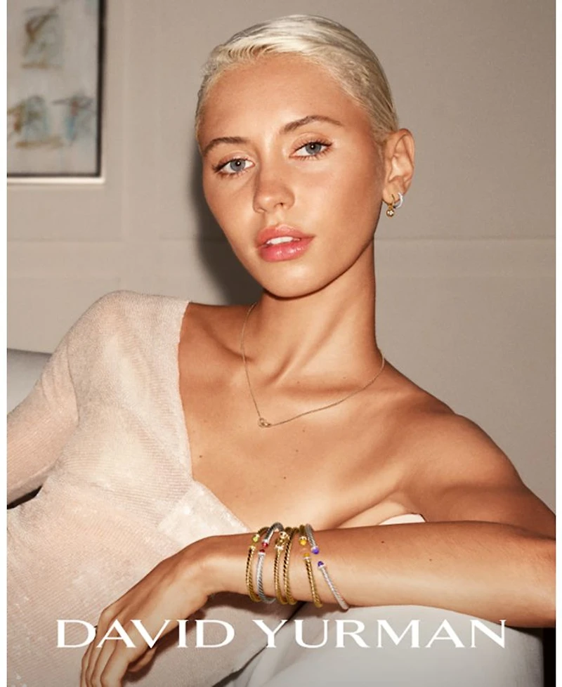 Petite Cable Linked Necklace in Sterling Silver with 14K Yellow Gold, 15-17"