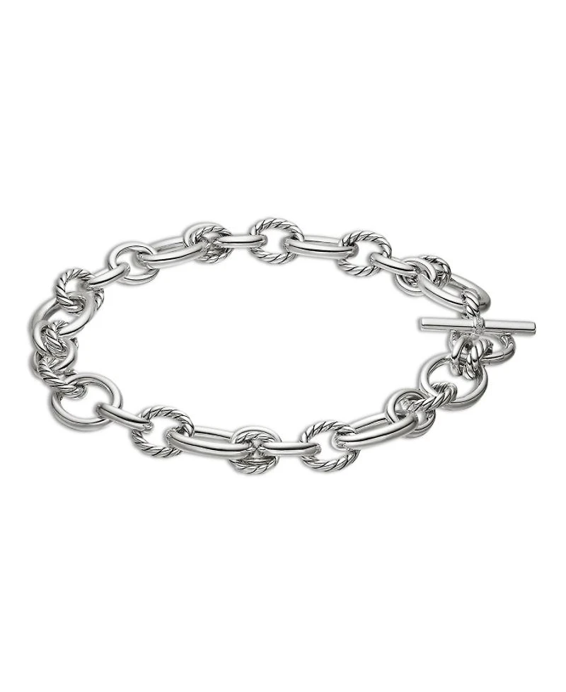 Sterling Silver DY Mercer Diamond Polished Link Collar Necklace