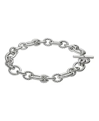 Sterling Silver DY Mercer Diamond Polished Link Collar Necklace
