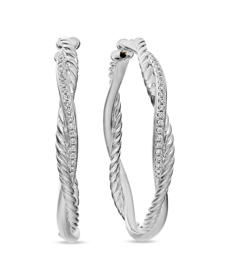 Petite Infinity Hoop Earrings in Sterling Silver with Pavé Diamonds