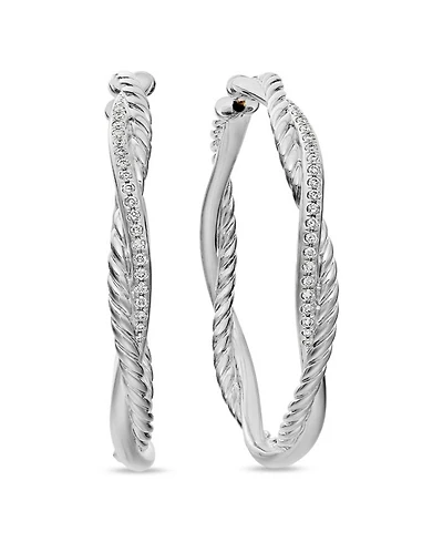Petite Infinity Hoop Earrings in Sterling Silver with Pavé Diamonds