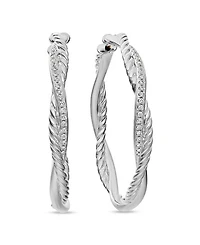 Petite Infinity Hoop Earrings in Sterling Silver with Pavé Diamonds
