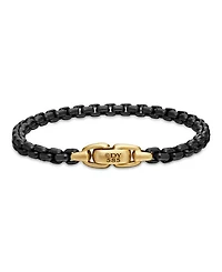 Men's Box Chain Bracelet Sterling Silver or Stainless Steel with 14K Yellow Gold, 5mm