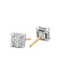 David Yurman Sterling Silver Petite Chatelaine Diamond Pave Stud Earrings