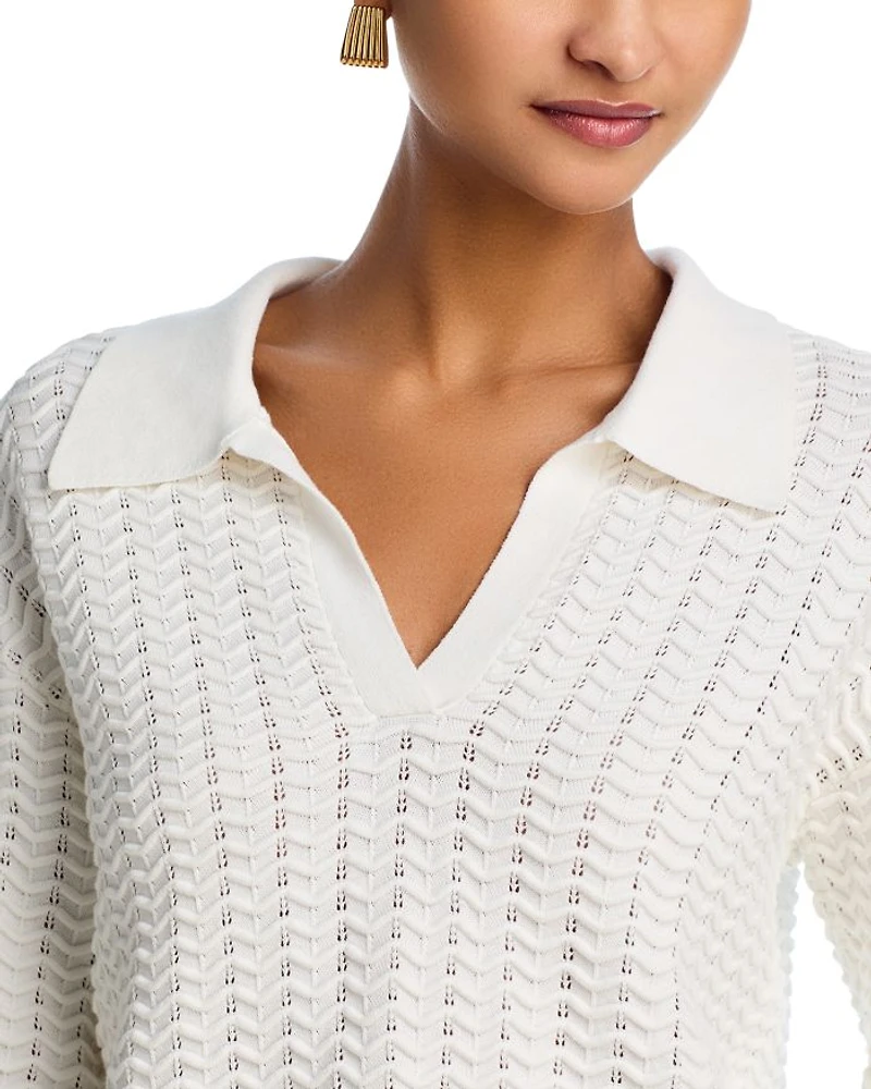 Mozart Scallop Stitch Polo Sweater