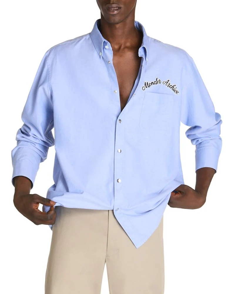 Cotton Embroidered Logo Button Down Shirt