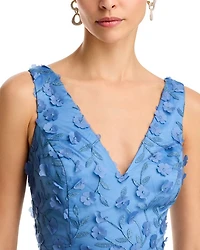 3D Flower V Neck Gown
