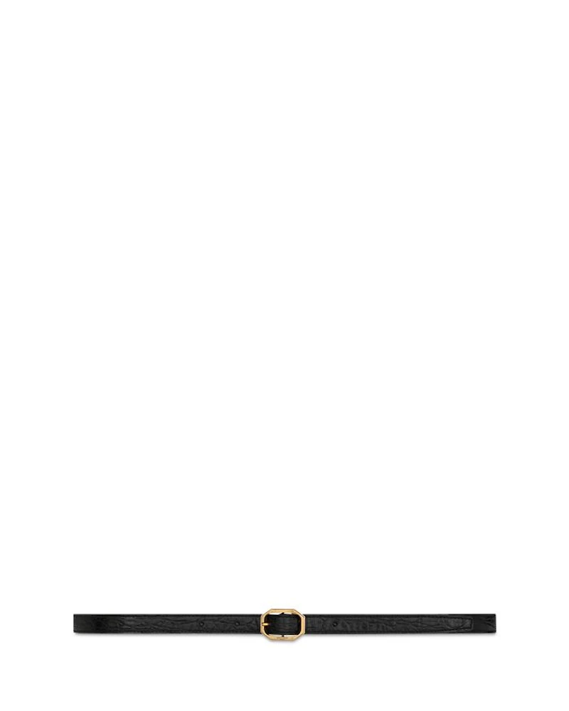 Frame Thin Belt in Crocodile-Embossed Leather
