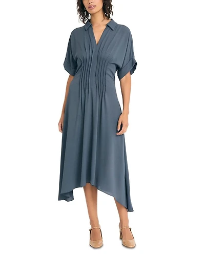 Pintucked Shirt Dress