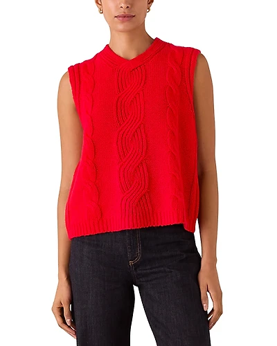 Whistles Cable Knit Sleeveless Sweater