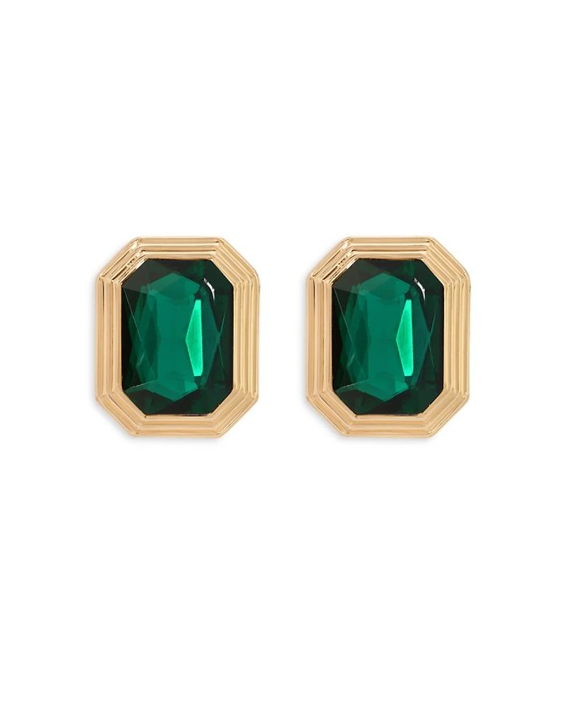 Color Stone Stud Earrings in 18K Gold Plated