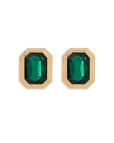 Color Stone Stud Earrings in 18K Gold Plated