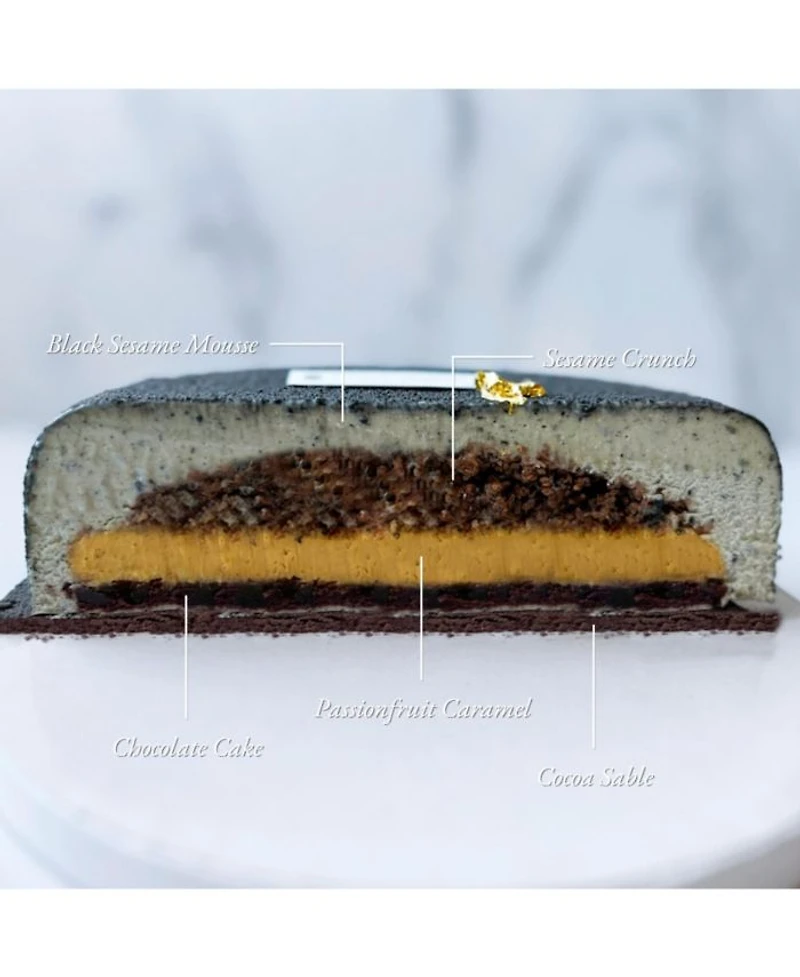 Black Sesame Passion Fruit Entremet Cake