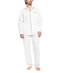 Petite Plume Brushed Cotton Twill Piped Pajama Set