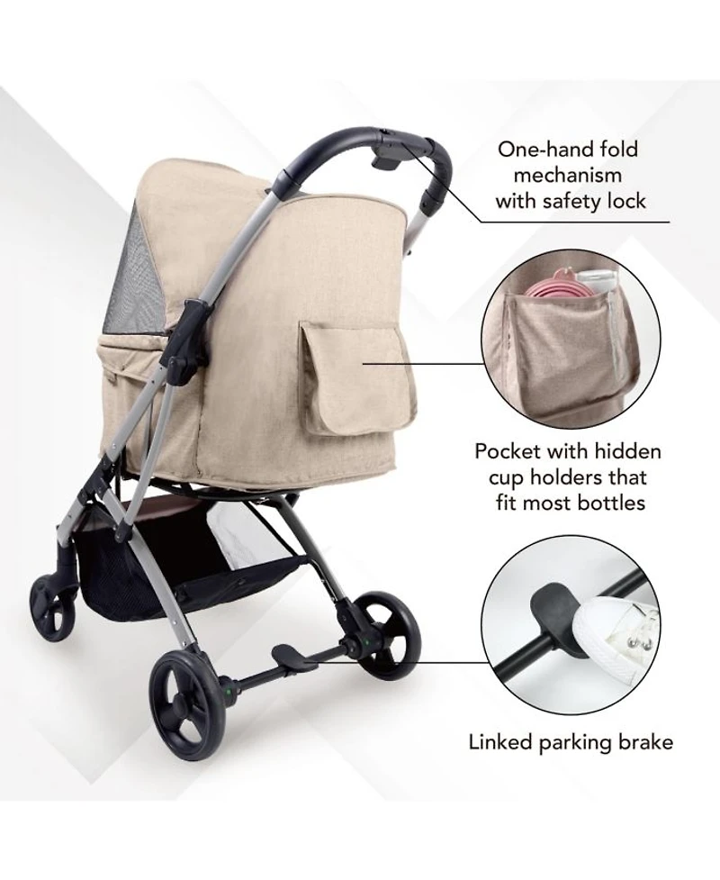 Evolution Speedy Fold Pet Buggy, Best Foldable Dog-Cat Pet Stroller, 4-Wheel Medium Dog Buggy