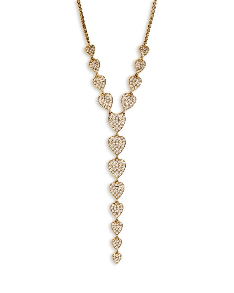 Real Love Pavé Heart Lariat Necklace in 18K Gold Plated, 16"-20"