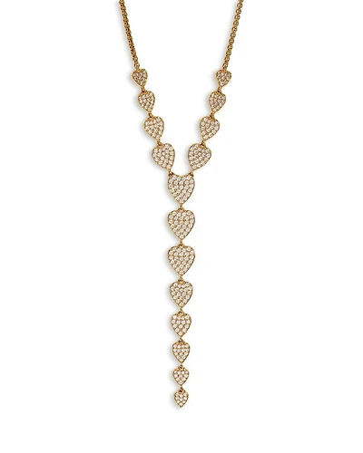 Real Love Pavé Heart Lariat Necklace in 18K Gold Plated, 16"-20"