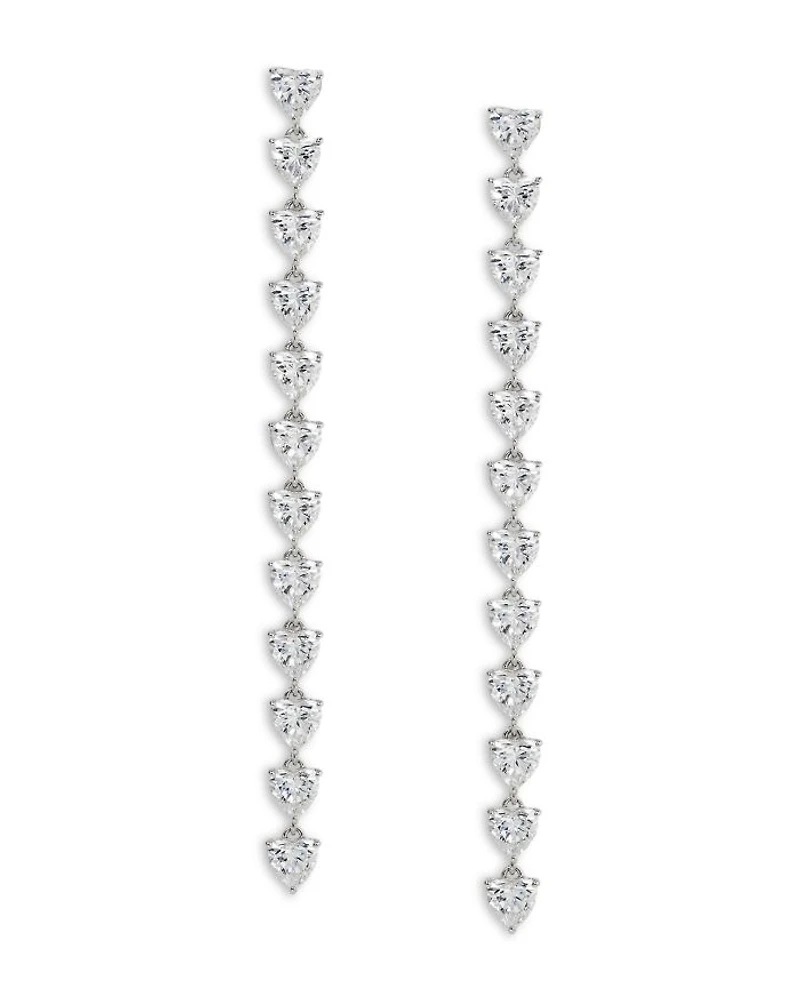 Real Love Heart Cubic Zirconia Linear Drop Earrings