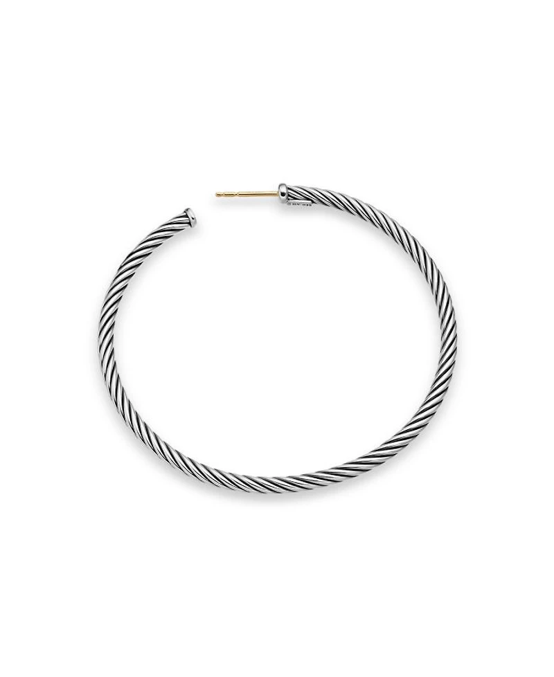 Sterling Silver Cable Large Hoop Earrings