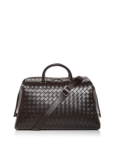 Bottega Veneta Zip Tape Intrecciato Leather Weekender Bag