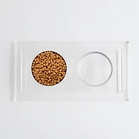 Small Clear Double Glass Bowl Pet Feeder