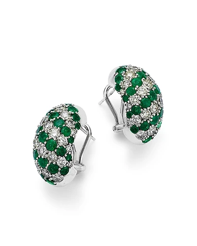 Bloomingdale's Fine Collection Emerald & Diamond Small Hoop Earrings