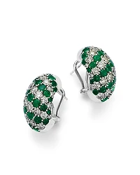 Bloomingdale's Fine Collection Emerald & Diamond Small Hoop Earrings
