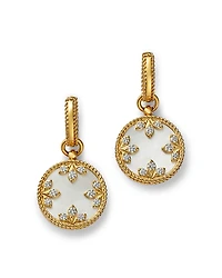 Roberto Coin 18K Yellow Gold Venetian Princess Medallion Mother of Pearl & Diamond Dangle Hoop Earrings