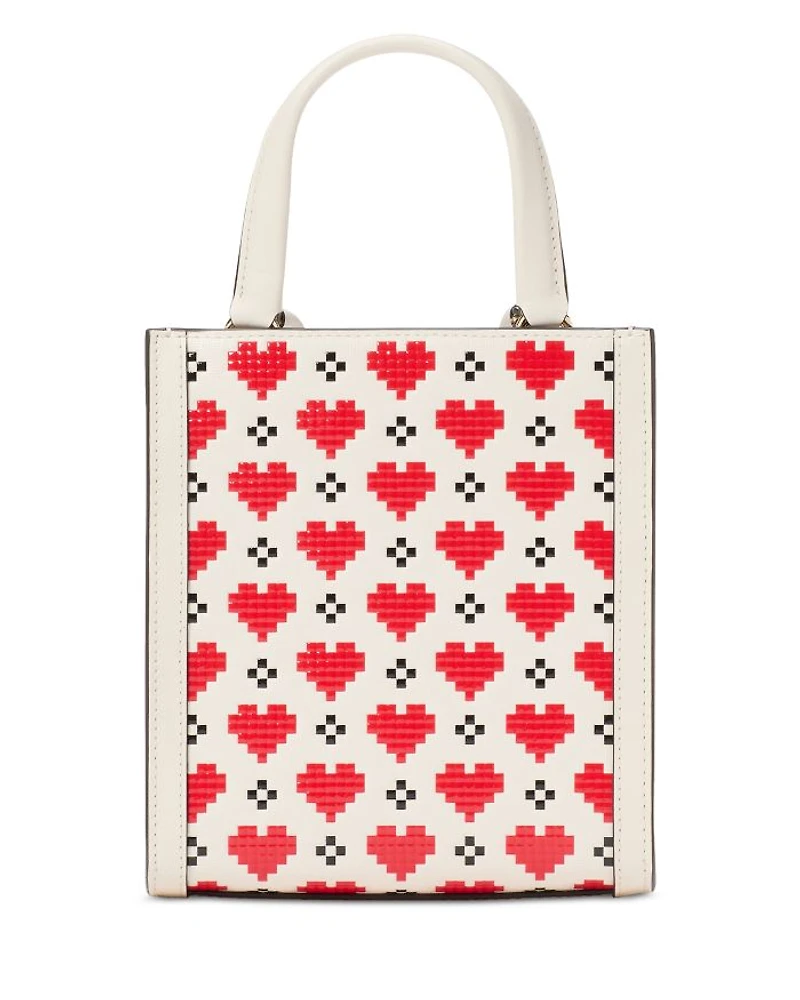 Manhattan Pixel Hearts Embossed Saffiano Leather Mini Tote