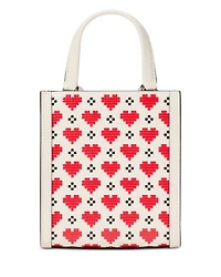 Manhattan Pixel Hearts Embossed Saffiano Leather Mini Tote