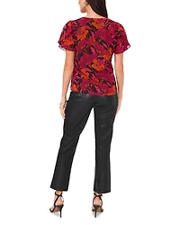 Floral Print Ruffled Sleeve Top