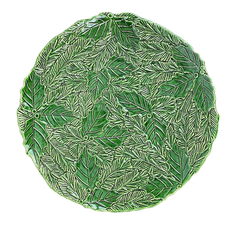 Vietri Lastra Holiday Green Figural Round Platter
