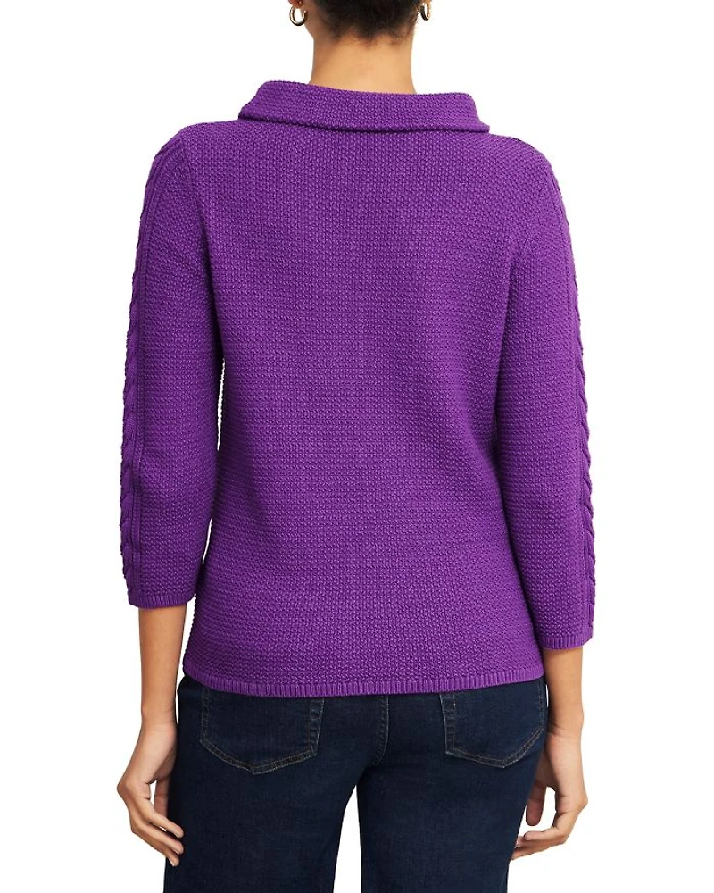 Camilla Boat Neck Cable Knit Sleeve Sweater