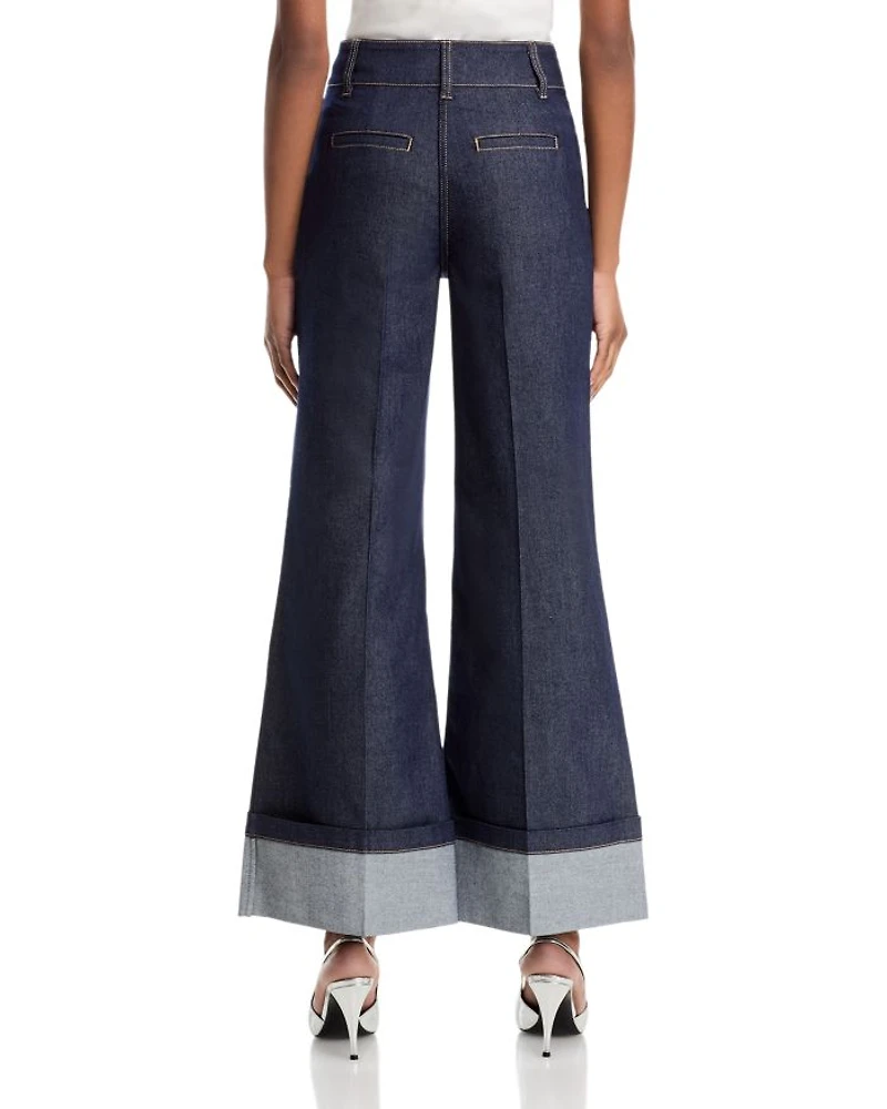 Raquelita Sheen High Rise Wide Leg Jeans Dark Denim Blue