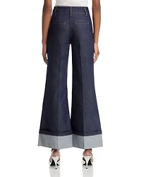 Raquelita Sheen High Rise Wide Leg Jeans Dark Denim Blue