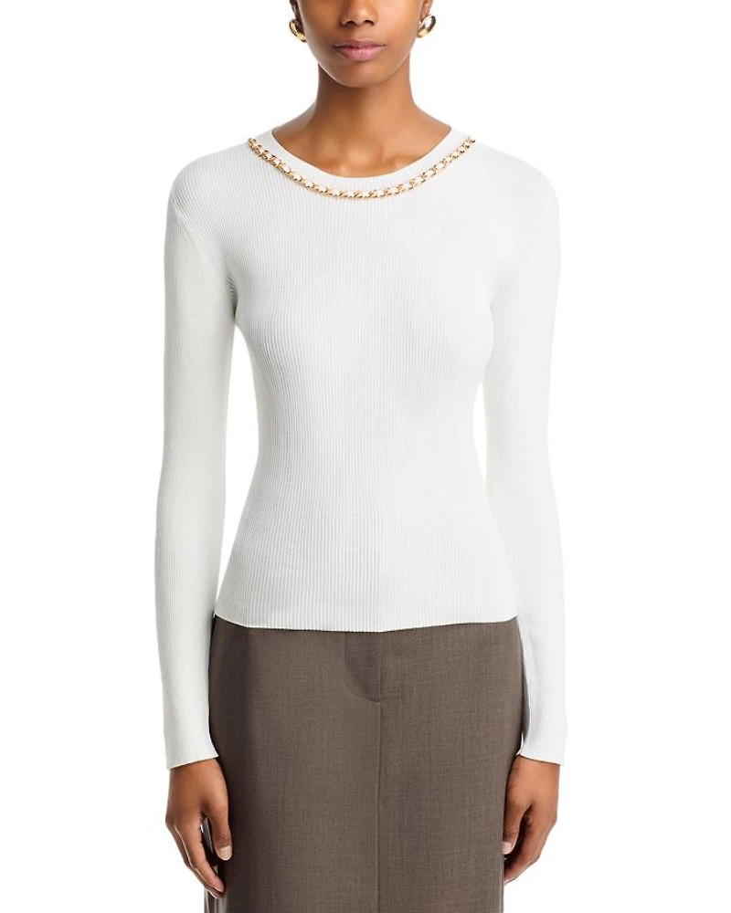 Elda Chain Crewneck Pullover Sweater